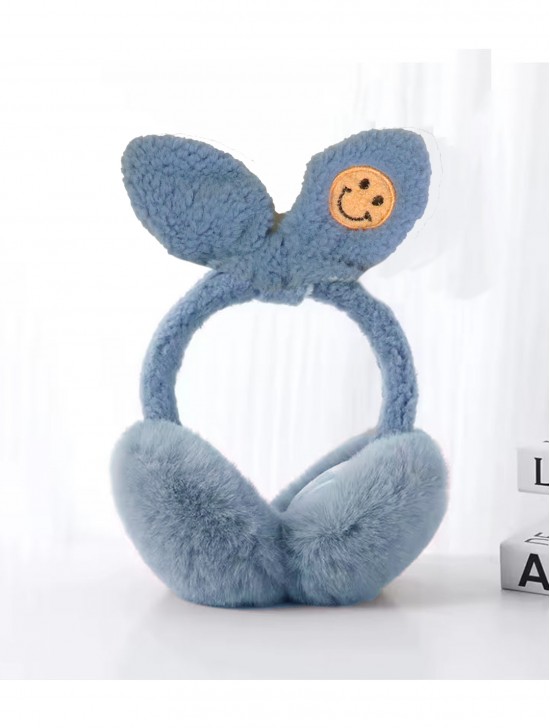 Cute Wooly Ear with Smiley Face Plush Earmuff